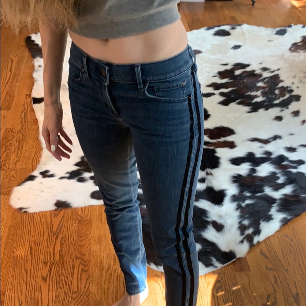 Black velvet stripe jeans
